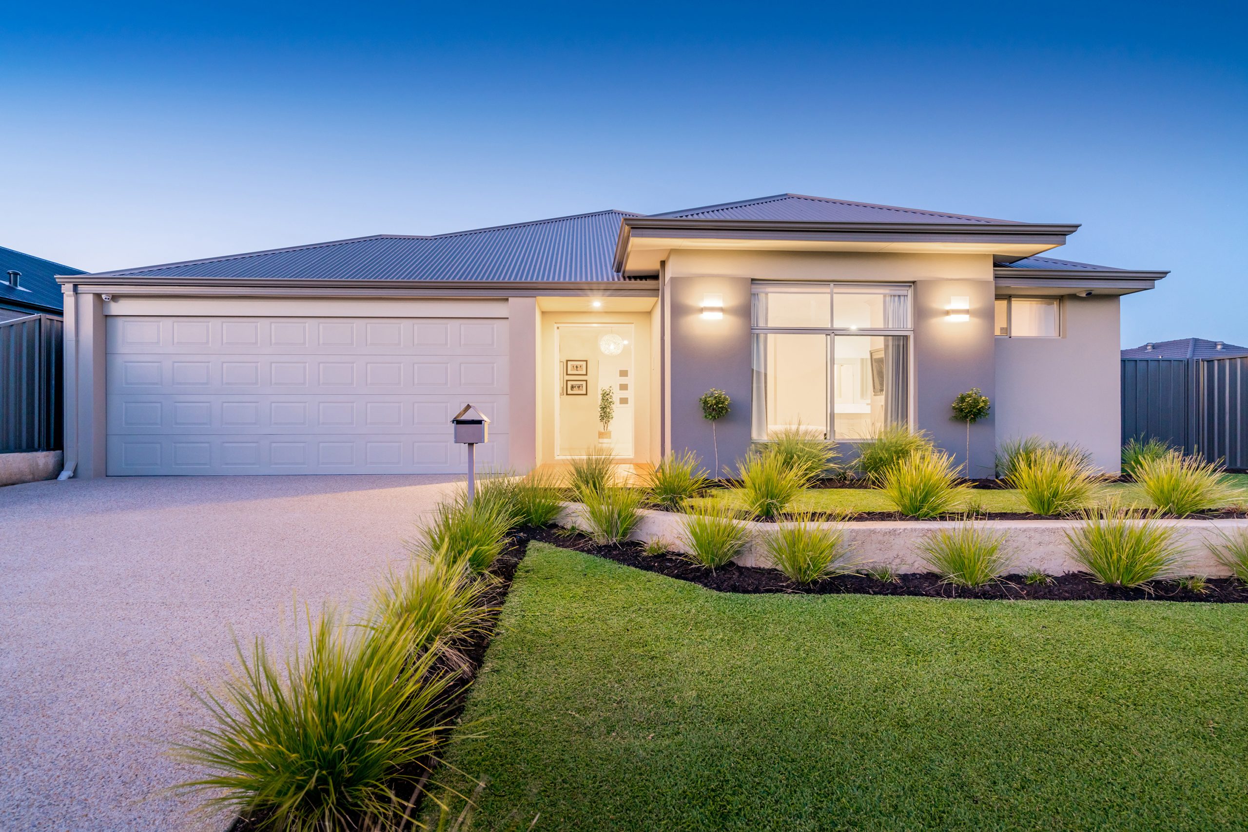 Front elevation / facade of a new modern Australian style home.